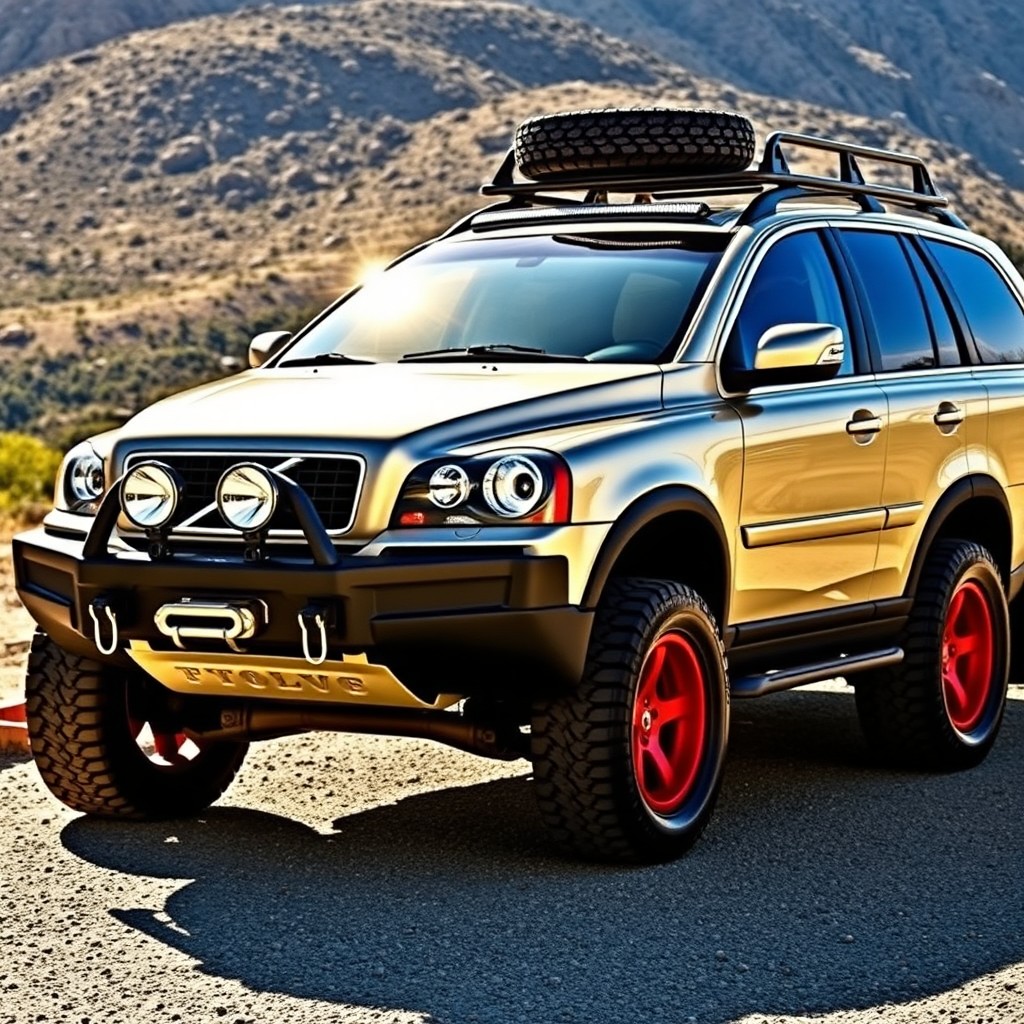 A 2007 Volvo XC90 V8, elegantly painted in a metallic beige color that shimmers under the sunlight