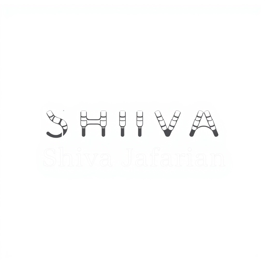 A minimal and professional logo featuring the name 'Shiva Jafarian' designed entirely using orthodontic brackets and teeth shapes