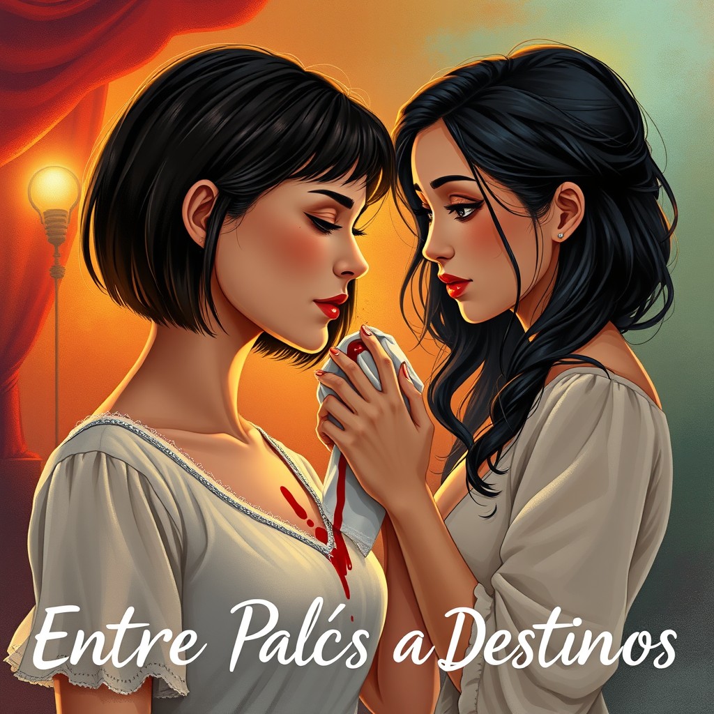 A captivating book cover for a novel titled 'Entre Palcos e Destinos'