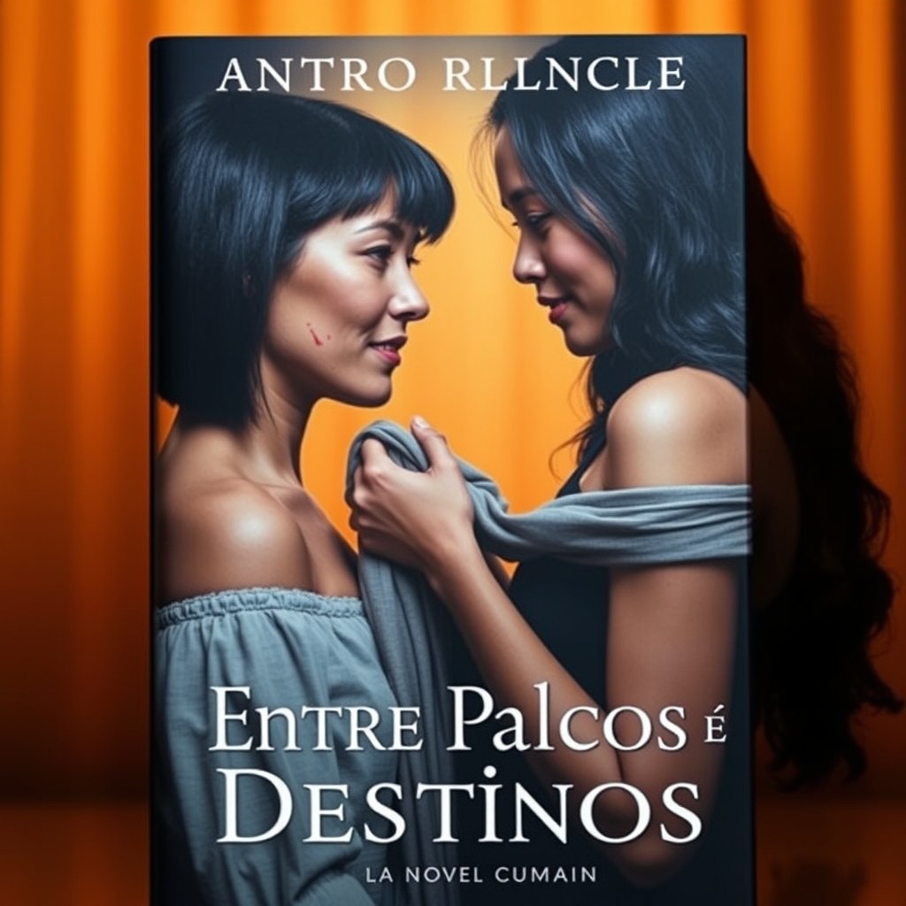 A captivating book cover for a novel titled 'Entre Palcos e Destinos'