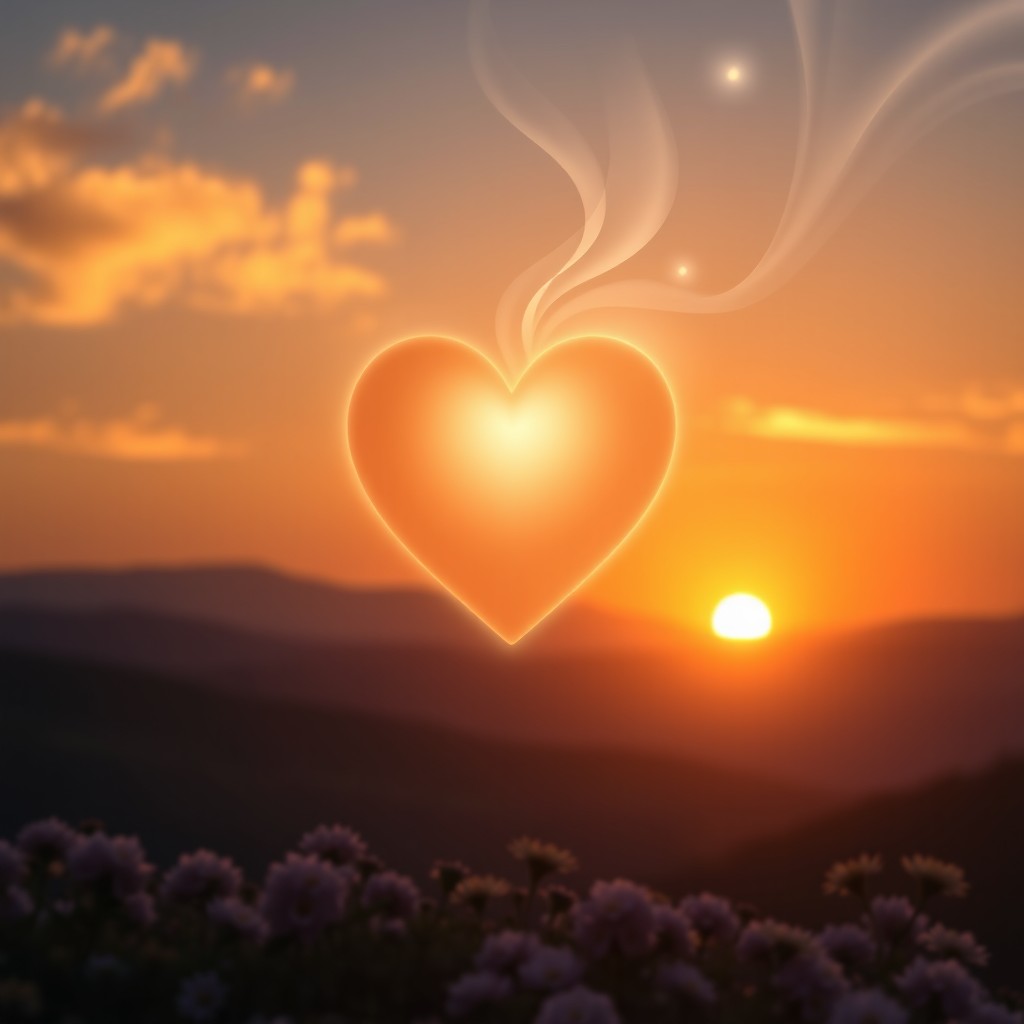 A serene and peaceful scene of a glowing heart symbolizing deep conversation and connection with God