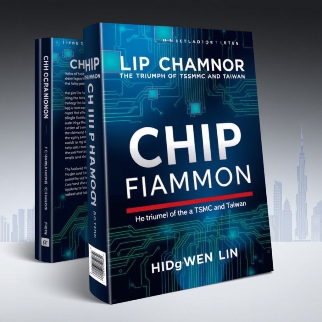 A visually striking book cover for 'CHIP CHAMPION: The Triumph of TSMC and Taiwan' by Hung-Wen Lin