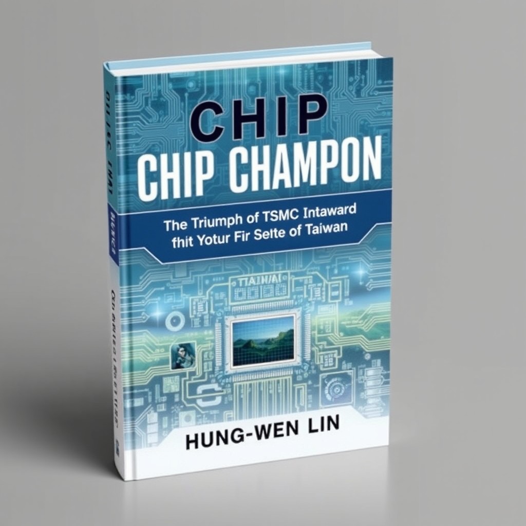 A captivating book cover for 'CHIP CHAMPION: The Triumph of TSMC and Taiwan' by Hung-Wen Lin