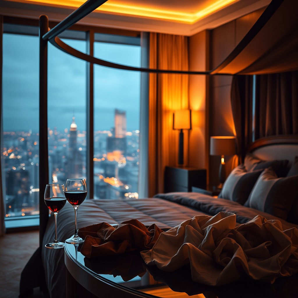 A sophisticated modern bedroom that exudes luxury and intimacy