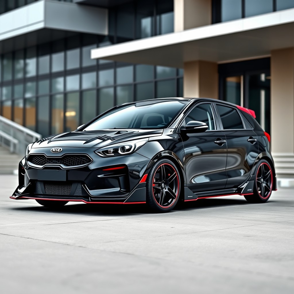 A beautifully designed custom bodykit for a Kia Soluto, featuring sleek lines and an aerodynamic shape
