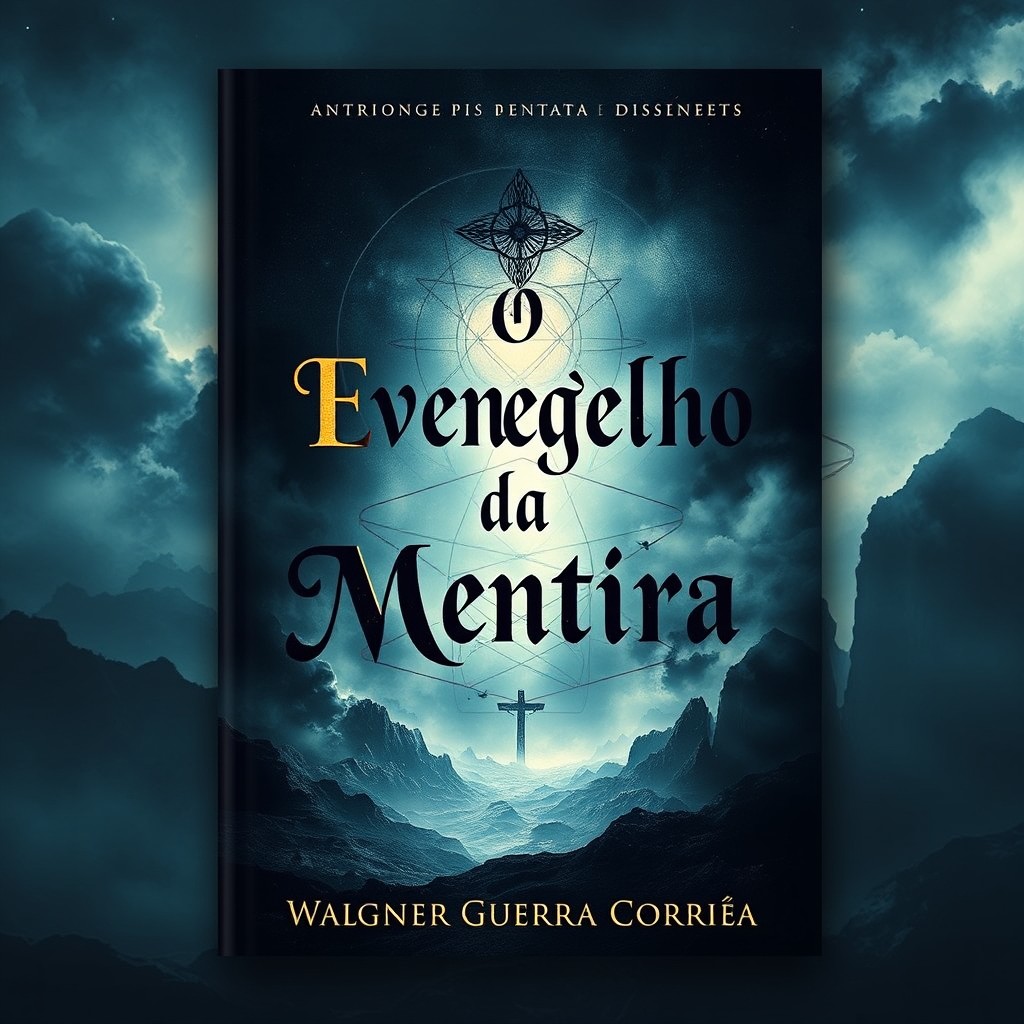 A book cover design for 'O Evangelho da Mentira' featuring a dark and mysterious aesthetic