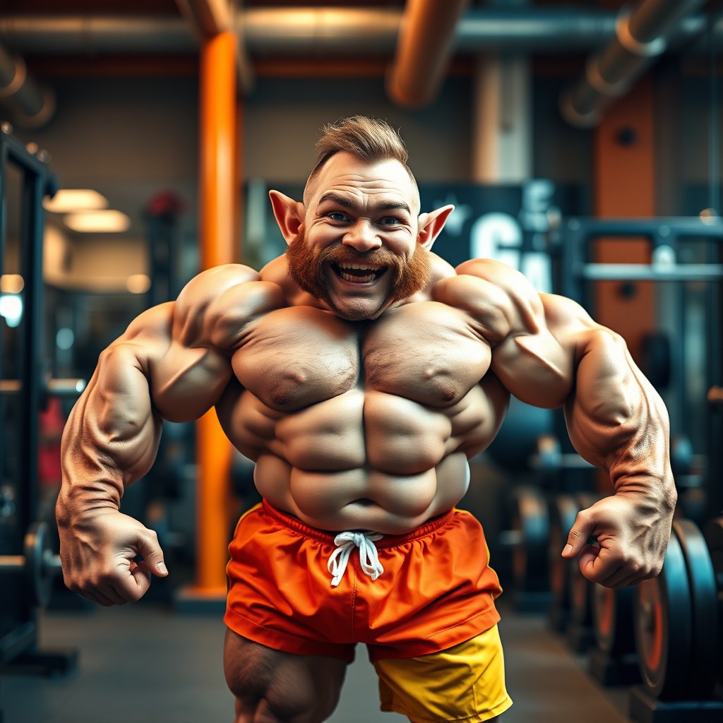 A powerful and attractive dwarf bodybuilder showcasing an impressive and muscular physique