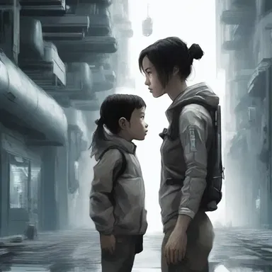 In the science fiction novel, the protagonist discovers that she is with child while embarking on a dangerous mission to save humanity.