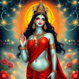 A stunning divine Apsara with glowing milk-like skin, adorned with exquisite jewelry around her neck and delicate payal on her feet
