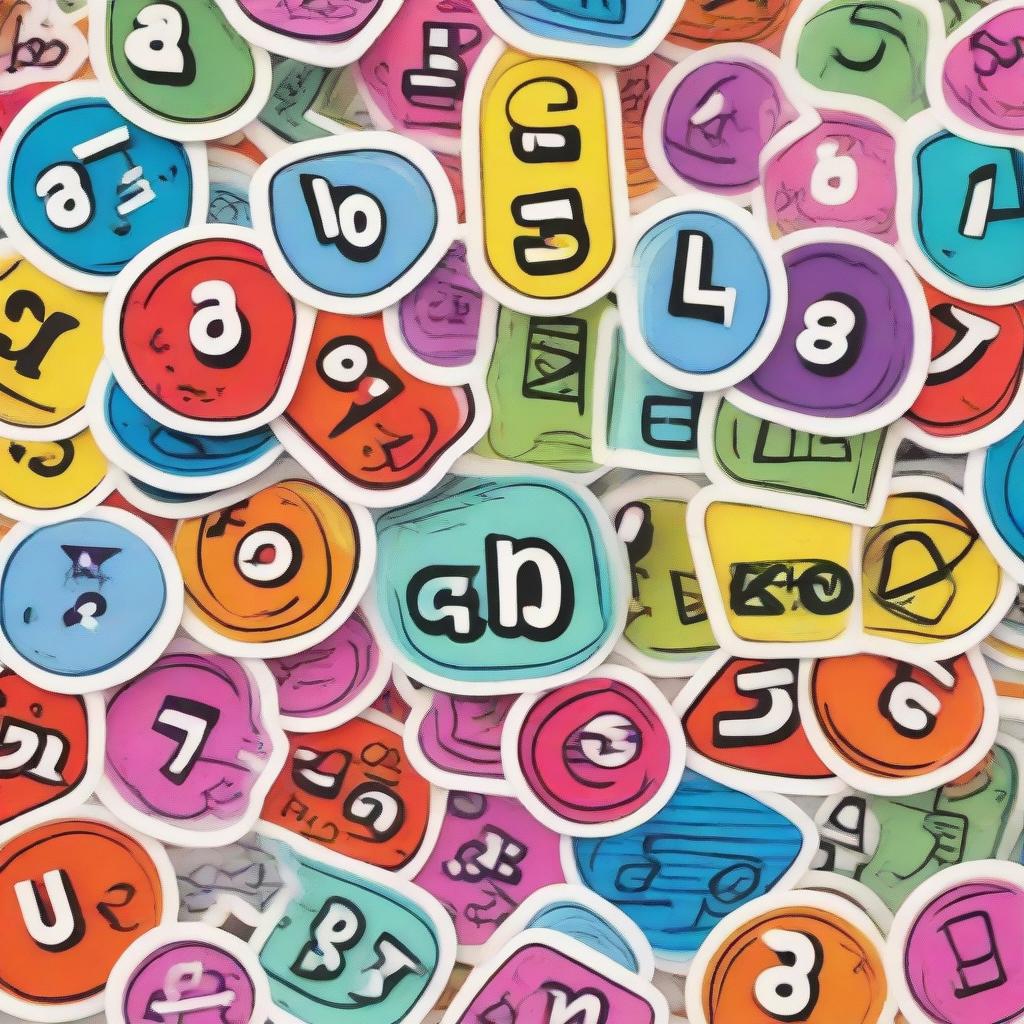 A vibrant sticker adorned with various numbers, intricate equations, and math symbols, recognizing excellent math skills.