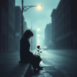 A melancholic and sad atmosphere, capturing the essence of a heartbroken love