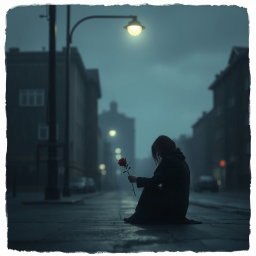 A melancholic and sad atmosphere, capturing the essence of a heartbroken love