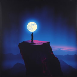 A surreal album cover depicting a side-profile face that artistically forms the edge of a cliff, enhancing the visual depth of the composition