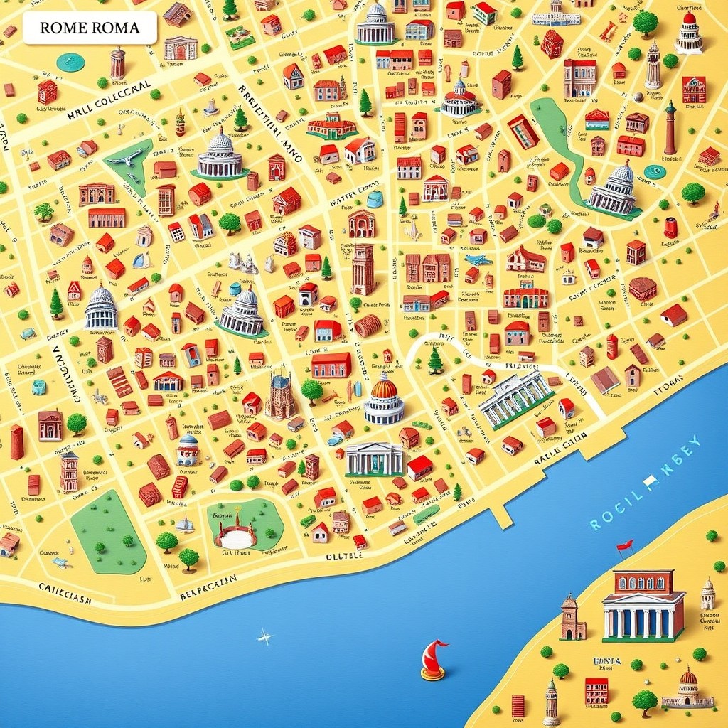 Explore Rome: Iconic Landmarks Street Map