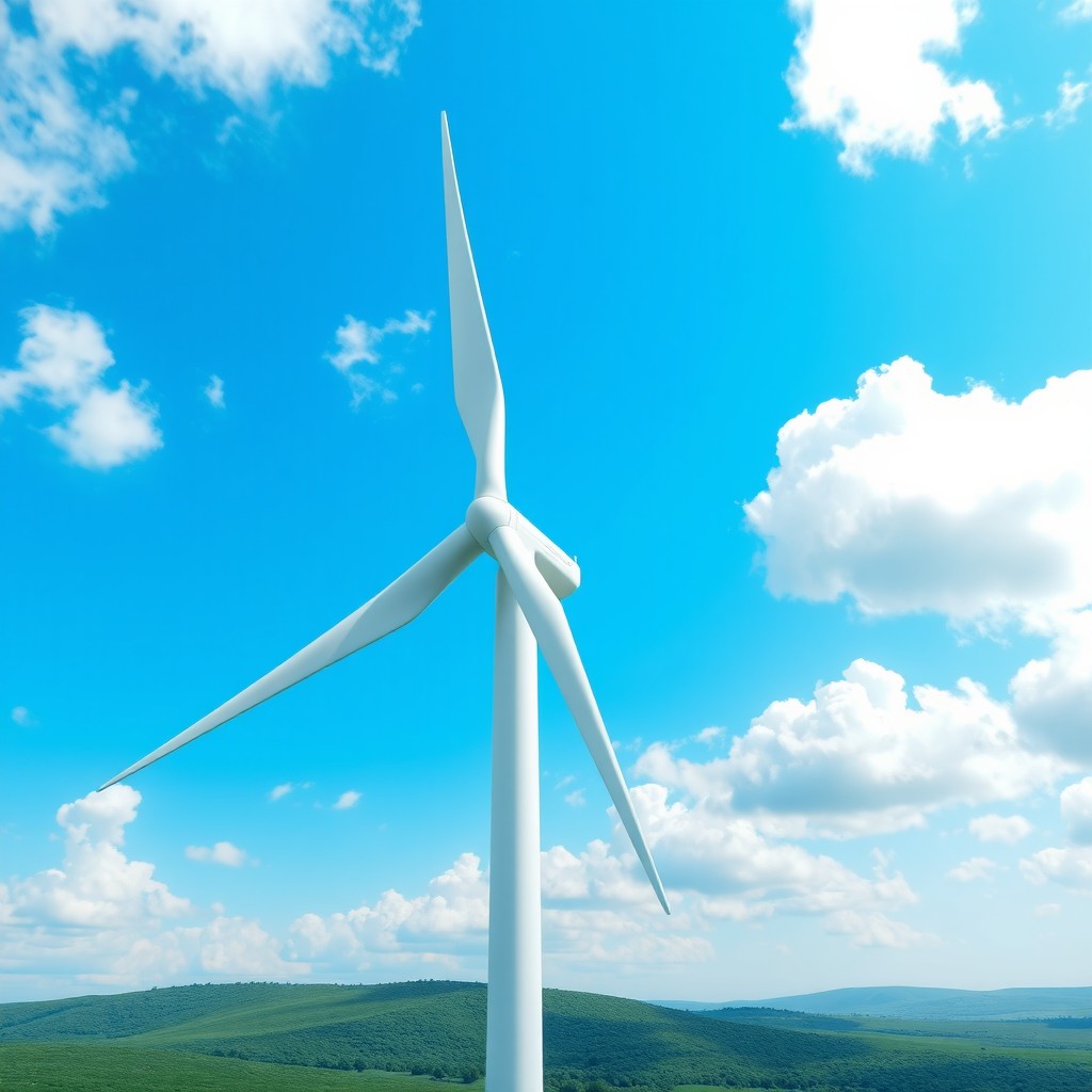 A highly detailed 3D rendering of a single wind turbine blade, showcasing its aerodynamic shape and design features