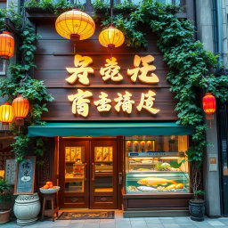 A beautifully designed shop exterior with the name '鱼深有你' (Yu Shen You Ni) elegantly displayed in stylish calligraphy