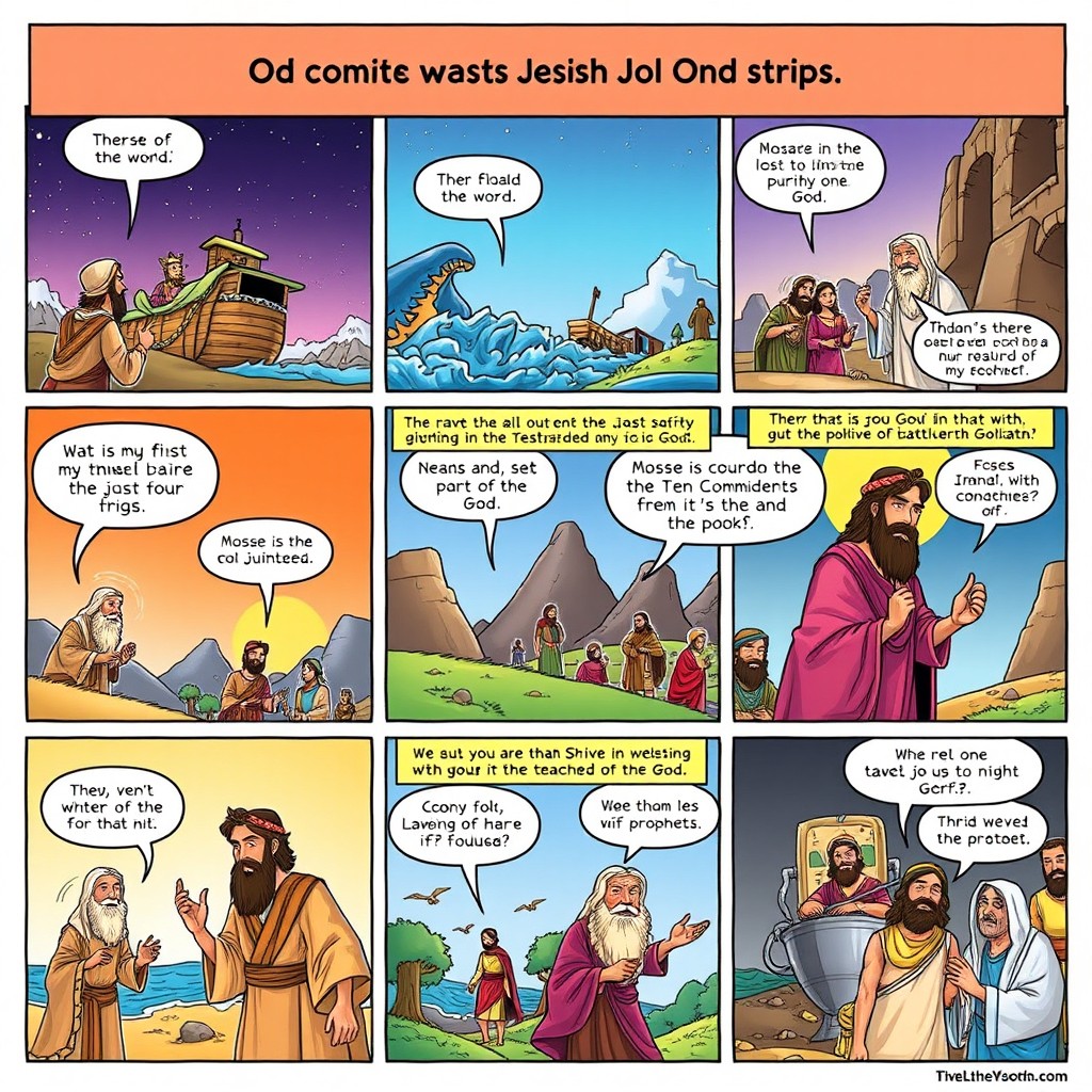 A series of 20 comic strips featuring stories from the Old Testament that convey the Jewish belief in one God