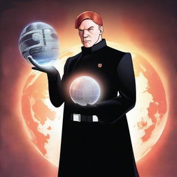 A high-quality digital art piece featuring General Hux from Star Wars, standing tall in his distinct uniform