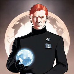 A high-quality digital art piece featuring General Hux from Star Wars, standing tall in his distinct uniform