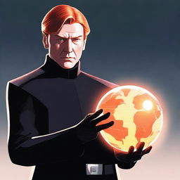 A high-quality digital art piece featuring General Hux from Star Wars, standing tall in his distinct uniform