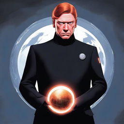 A high-quality digital art piece featuring General Hux from Star Wars, standing tall in his distinct uniform