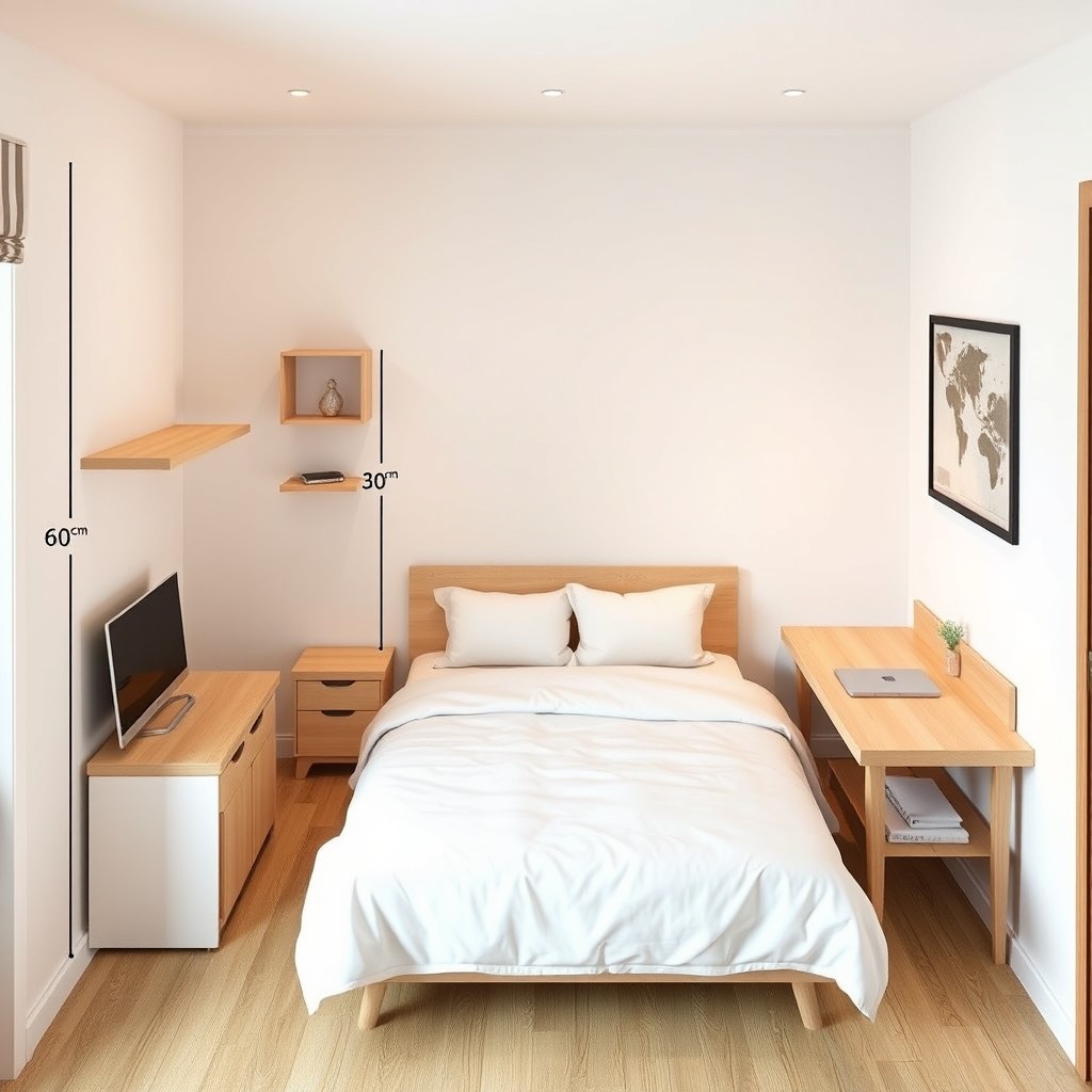 A furnished bedroom layout with the dimensions of 2x2