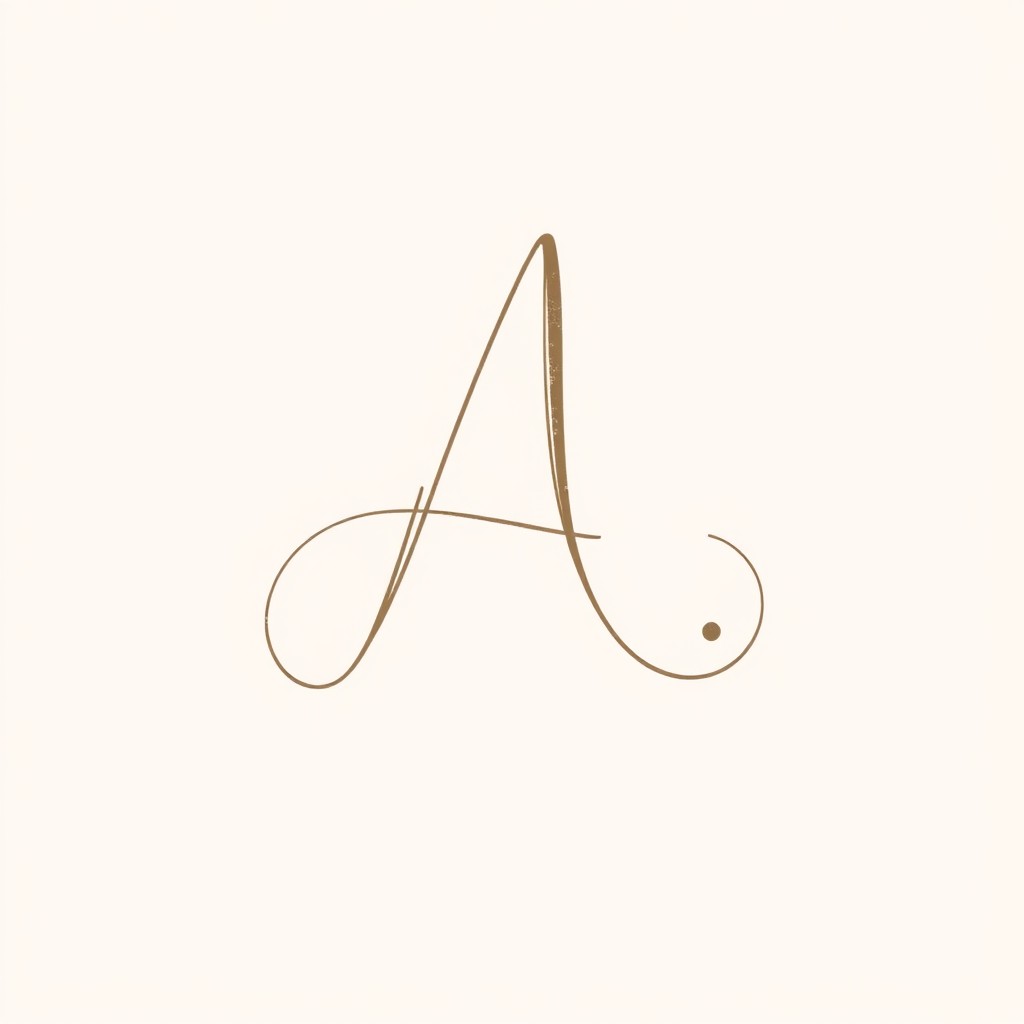 A minimalist fashion brand logo designed for women’s clothing, featuring a hand-drawn sketch of the letter 'A' with elegant swirling lines around it