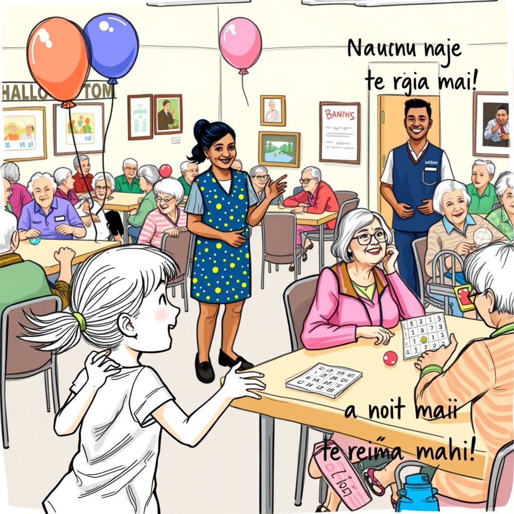 A vibrant and colorful sketch-style illustration titled 'Activity Room'