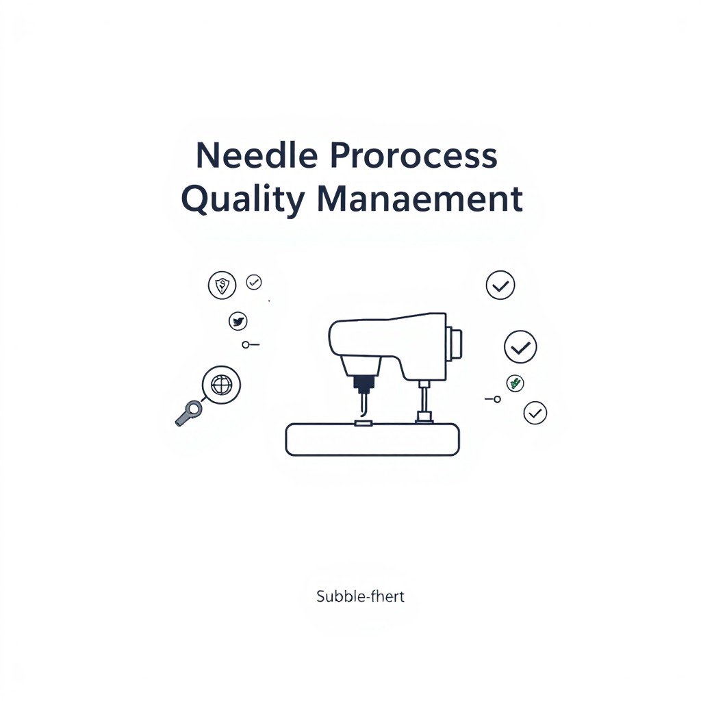 A professional cover page design for a document regarding needle process issues in garment manufacturing, focused on quality control