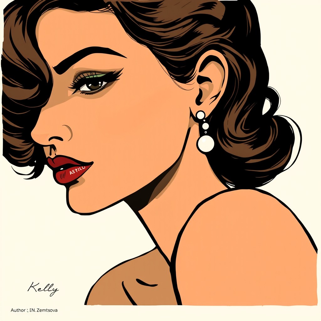 A glamorous portrait of a captivating woman named Kelly, embodying charm and sophistication