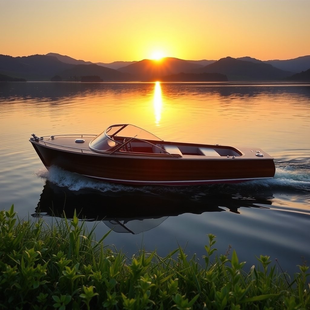 Sail Away: Vintage Three-Point Boat on Serene Lake