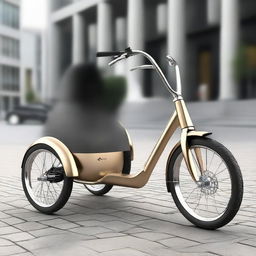 A modern transport tricycle, innovatively designed for efficiency and speed, with clean lines and a sleek metallic finish.