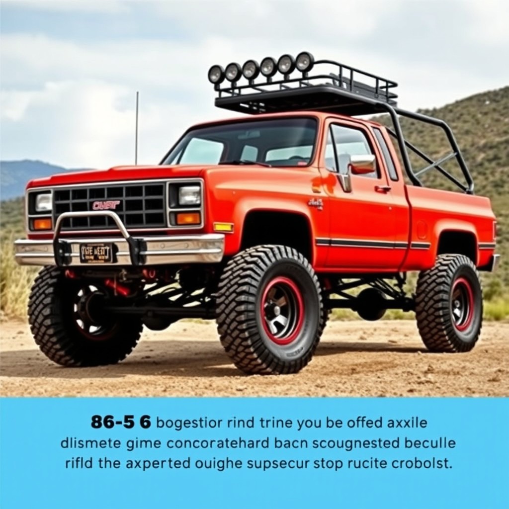 A rugged 1985 off-road truck with a 10-inch diameter rim, featuring a 4x4 drivetrain