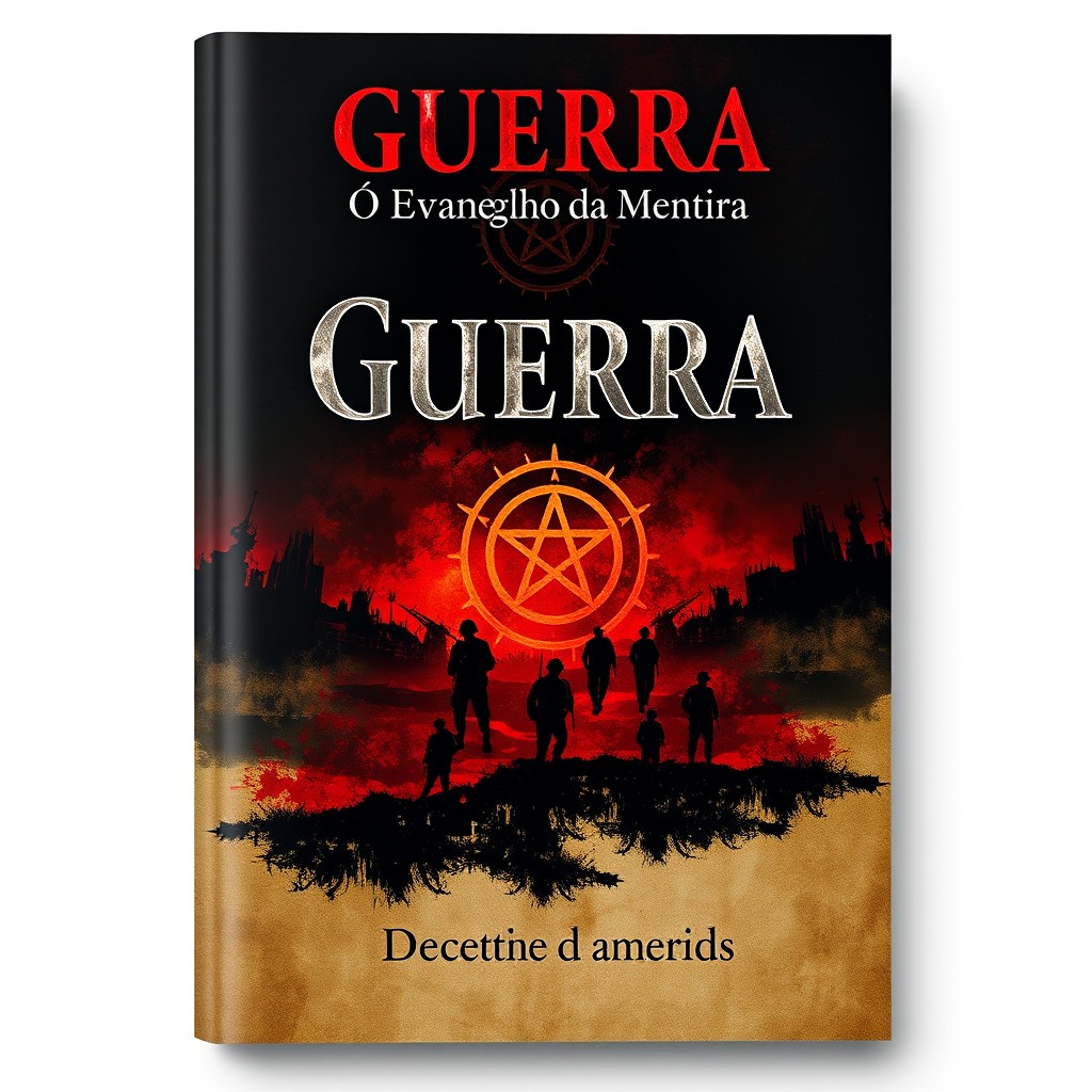 A captivating book cover design for 'Guerra, O Evangelho da Mentira'