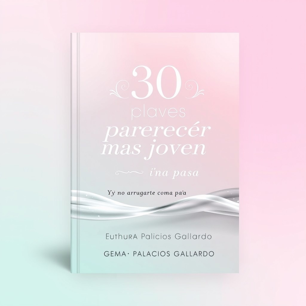A book cover design for '30 claves para parecer más joven', featuring an elegant and fresh aesthetic that conveys youth and vitality