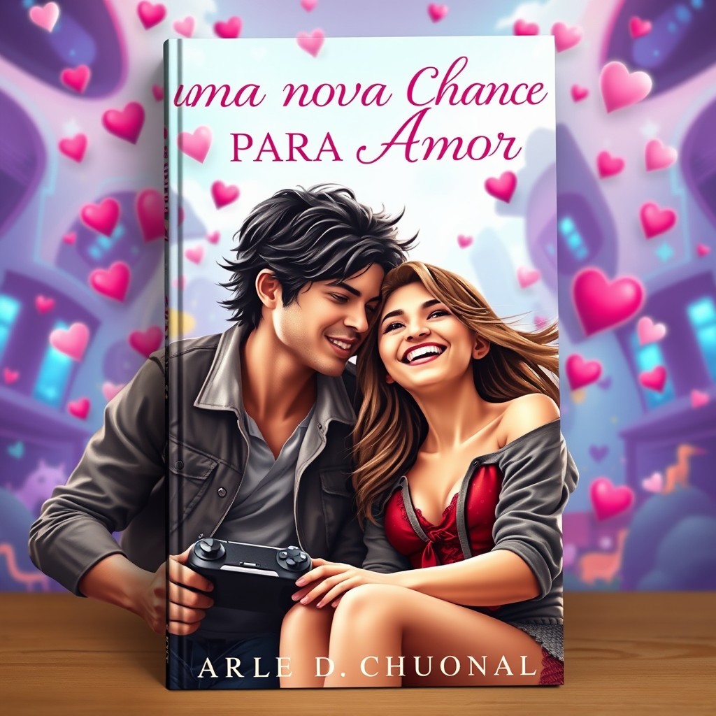 A captivating book cover design for a romance novel titled 'Uma Nova Chance Para Amor'