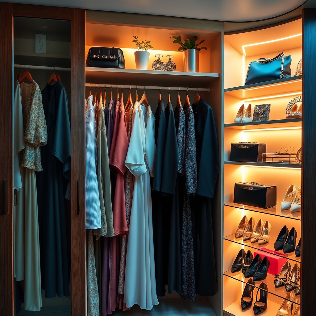 A beautifully organized closet showcasing a plethora of stylish clothing items