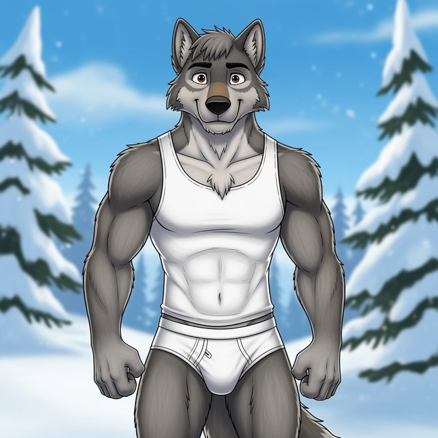 Balto, the heroic wolfdog from Universal Animation, depicted in a cute and playful furry style
