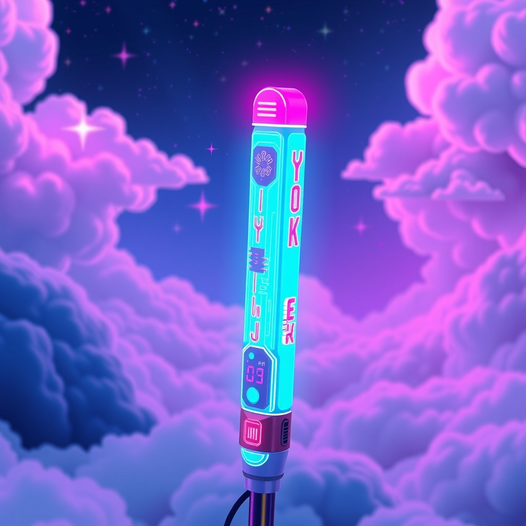 A vibrant and stylish lightstick inspired by Y2K video game aesthetics
