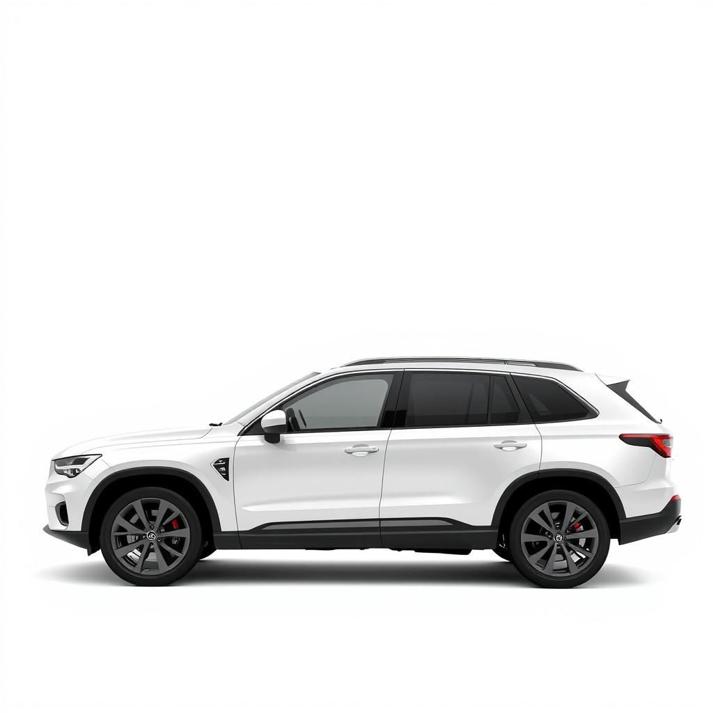 A modern, clean SUV in a neutral color (black, white, or silver), featuring no visible logos or branding