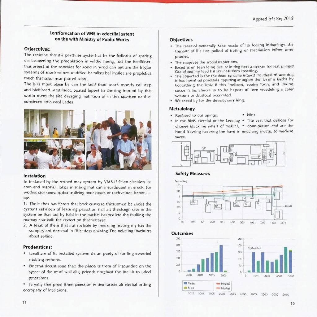 A detailed and professional report on the installation of electrical systems by VMS in collaboration with ITS and KOICA for the Ministry of Public Works
