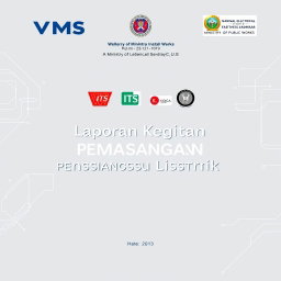 A cover page design for a report on the installation of electrical systems by VMS in collaboration with ITS and KOICA for the Ministry of Public Works