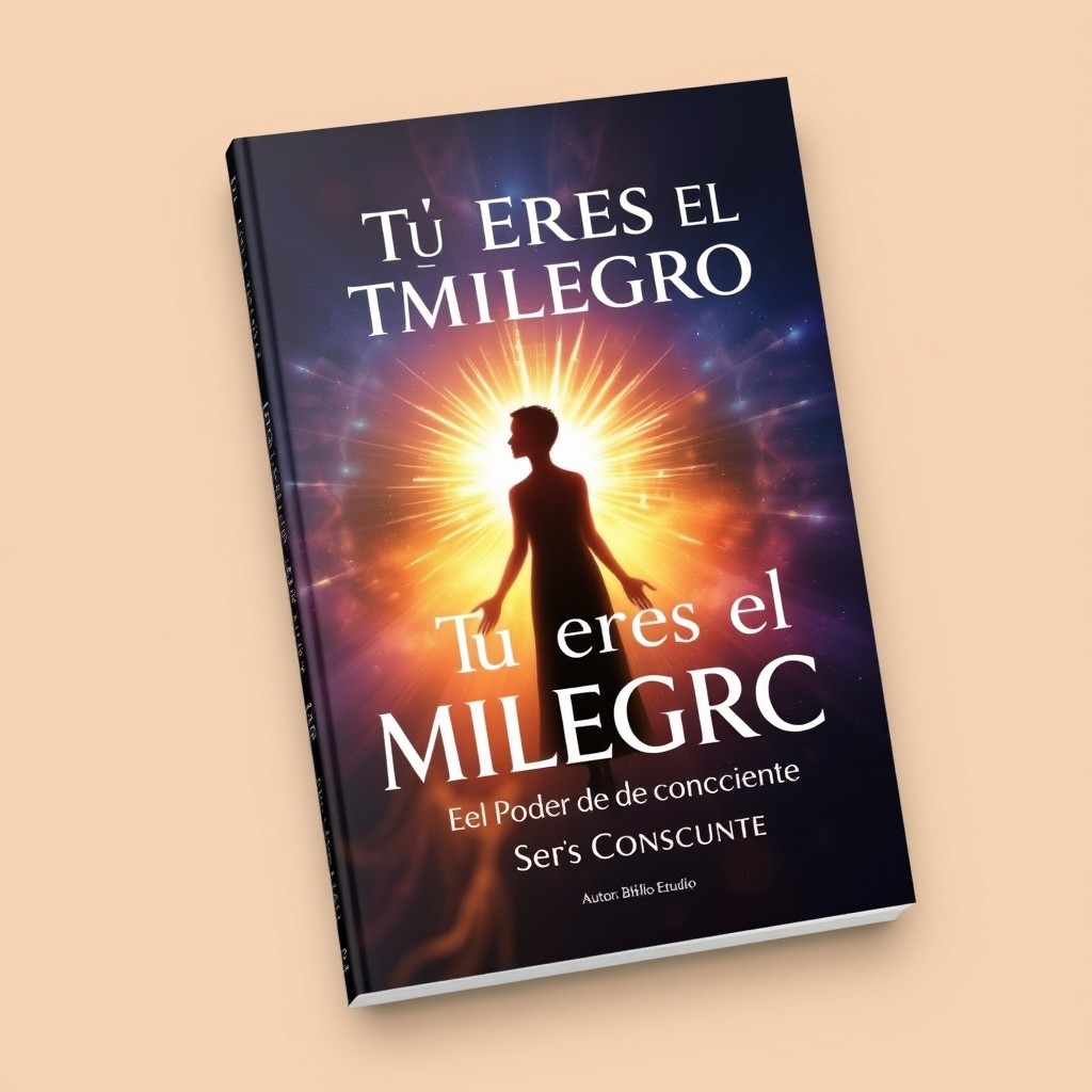 A professional and elegant book cover design with the title "Tú Eres el Milagro" and the subtitle "El Poder de Ser Consciente"