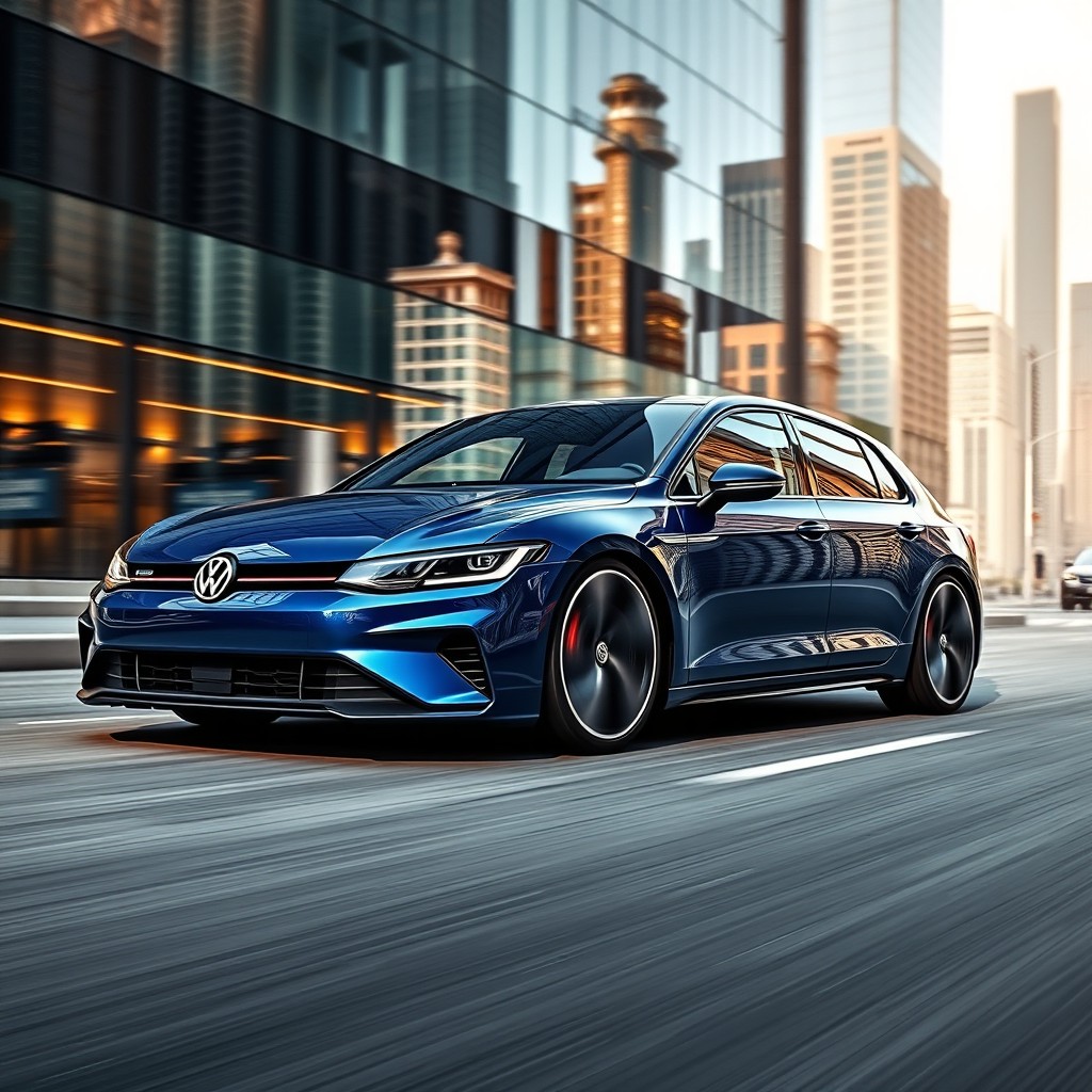 A stunning Volkswagen Golf 9 reimagined in the sleek, dynamic style of a Porsche Taycan