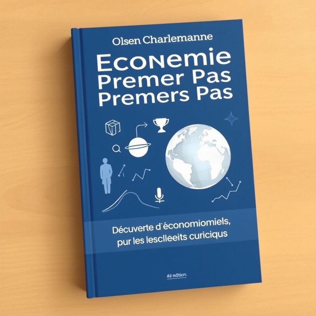 A modern academic book cover design for 'Économie Premiers Pas' by Olsen Charlemagne