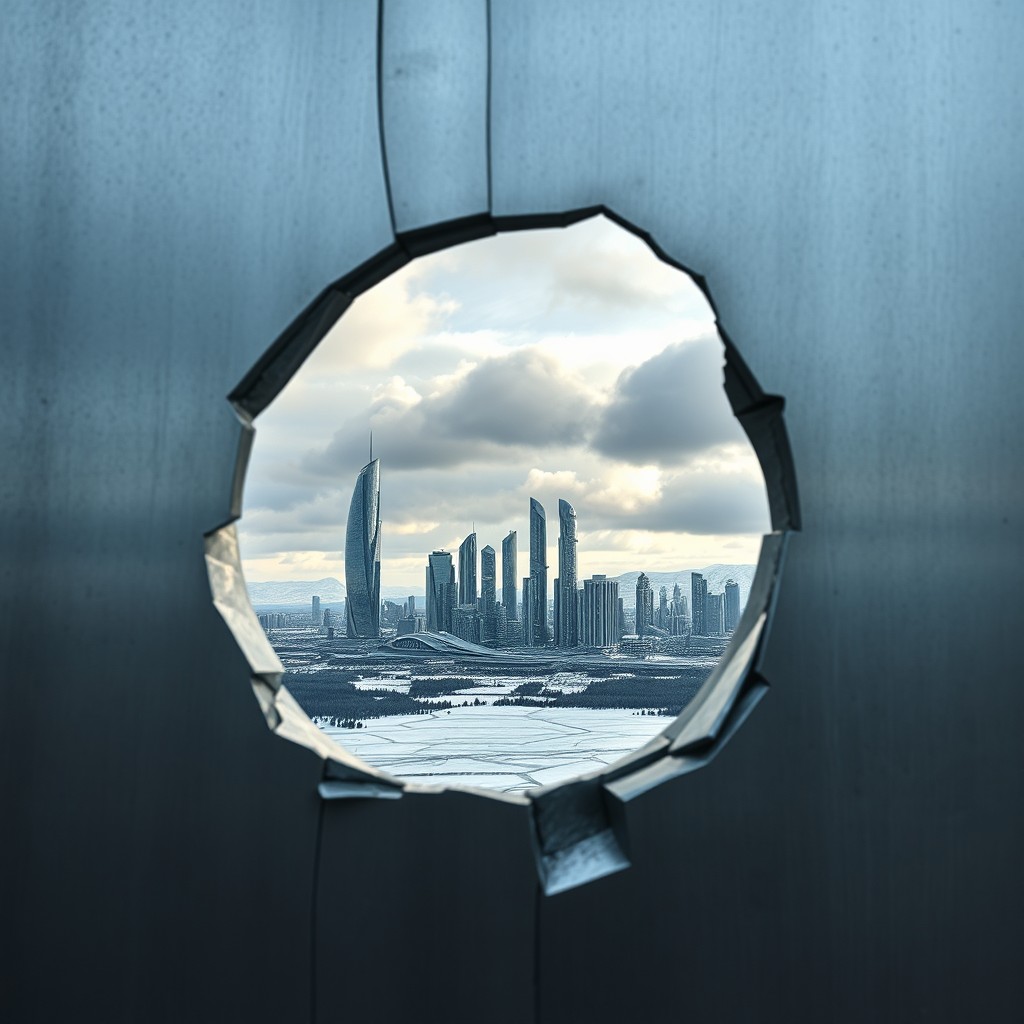 A dystopian novel cover set in northern Norway featuring a city under a glass dome