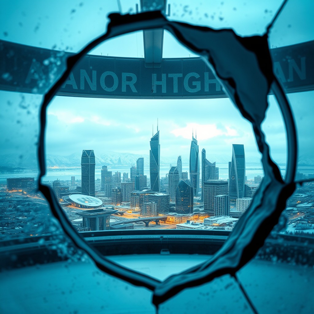 A dystopian novel cover set in northern Norway featuring a city under a glass dome