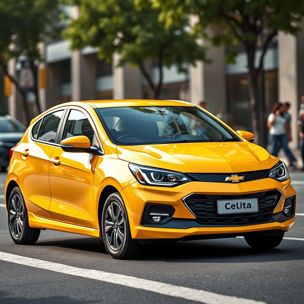 A modern Chevrolet Celta reimagined with a contemporary design inspired by the 2026 Onix, but smaller in size