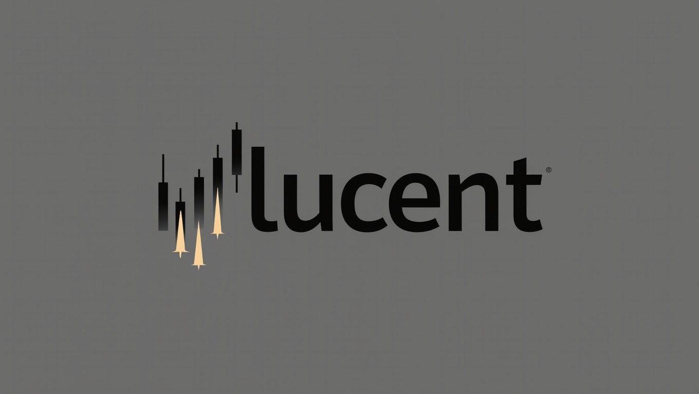 A logo design for a finance company named Lucent, emphasizing the concept of candlestick stock trading
