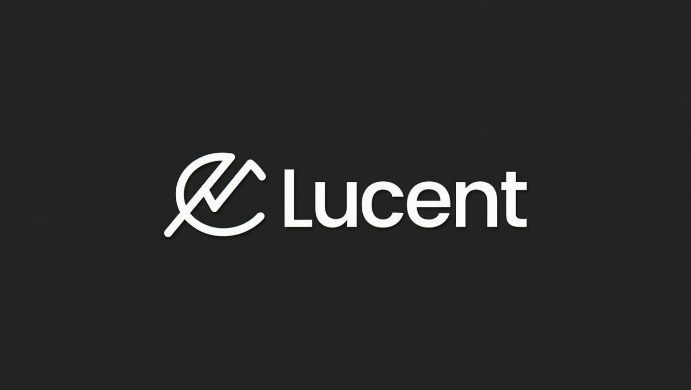 A logo design for a finance company named Lucent, emphasizing the concept of candlestick stock trading